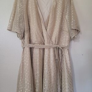 Torrid Cream Tan Flutter Sleeve Mini Dress